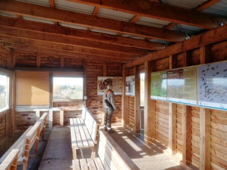 Das Interieur der Aussichtsplattform am Naturlerbnispfad